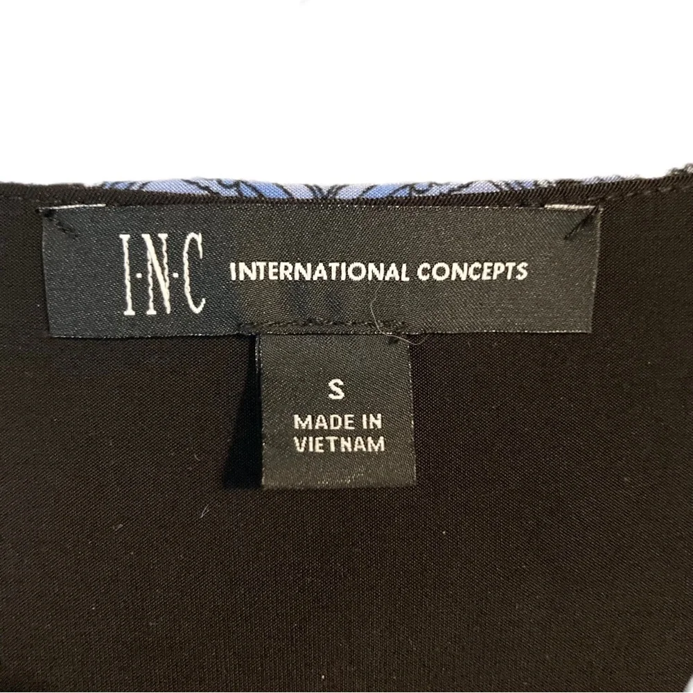 I.N.C. Brand Faux Wrap Dress Blue Paisley Pattern Size Small - Picture 3 of 6